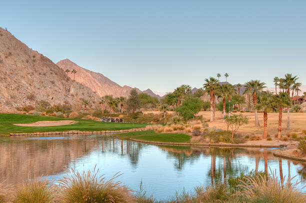 istock Lush green golf course in the Palm Springs desert 185056962