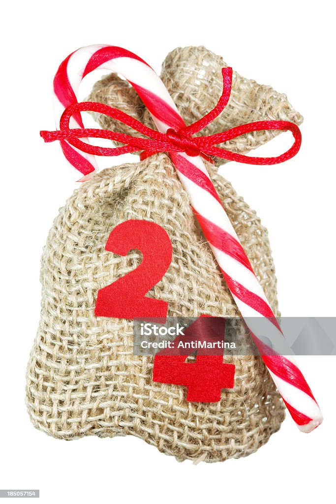 Noël sac pour Calendrier de l'avent isolé sur blanc - Photo de 20-24 ans libre de droits