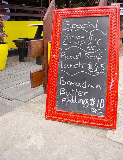 istock outdoor menu blackboard of sidewalk restaurant 185057300