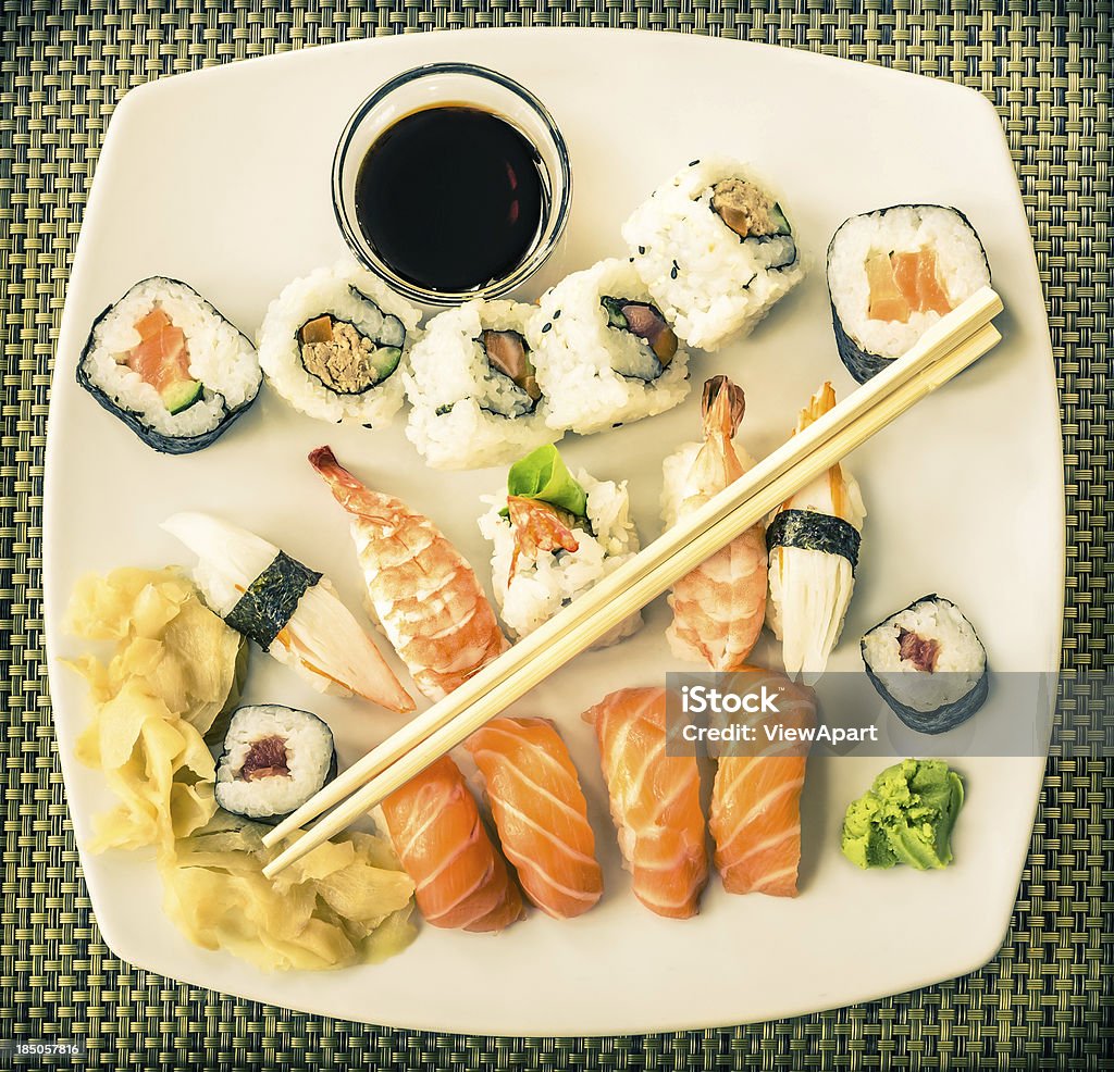 Vintage Prato de Sushi - Royalty-free Acima Foto de stock