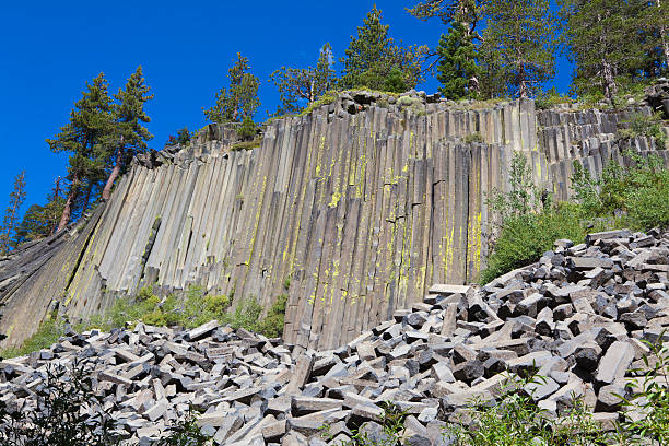 Devils Postpile, columnar basalt formation stock photo