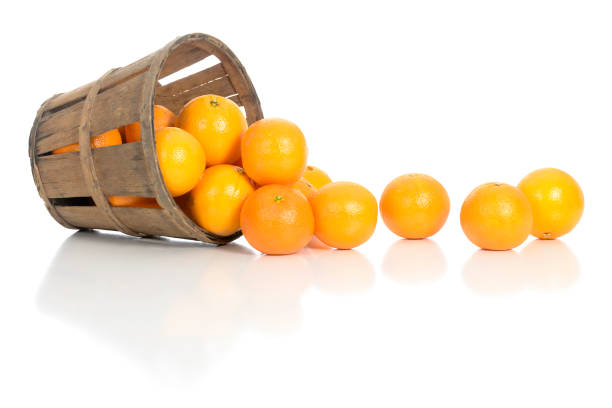 istock Oranges Spill Out of a Rustic Produce Basket 185059137
