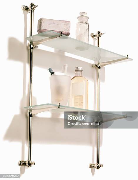 Bathroom Shelf With Products Stock Photo - Download Image Now - Bathroom, Shelf, Cut Out