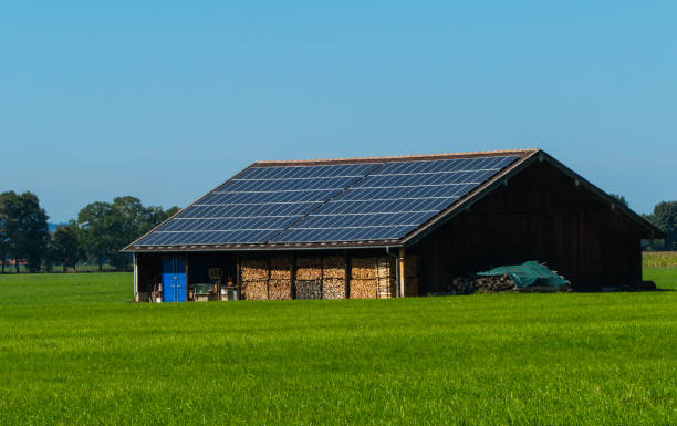 istock Wooden Farmhouse with solar panels 1850596810