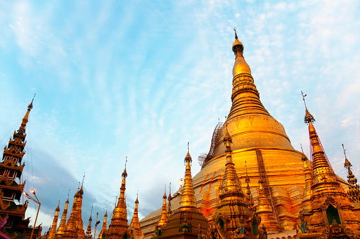 Ornate pointed golden roof at Wat Songkhram, Bangkok, Thailand