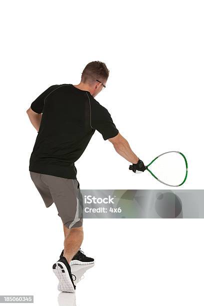 Homem Jogando Racquetball - Fotografias de stock e mais imagens de Desporto - Desporto, Fundo Branco, Squash