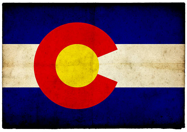 Grunge Colorado Flag on rough edged old postcard Grunge American state of Colorado Flag on rough edged old postcard - part of a full range of ephemera for the 2012 London Games.For more of this series please see this lightbox colorado flag art pictures stock pictures, royalty-free photos & images