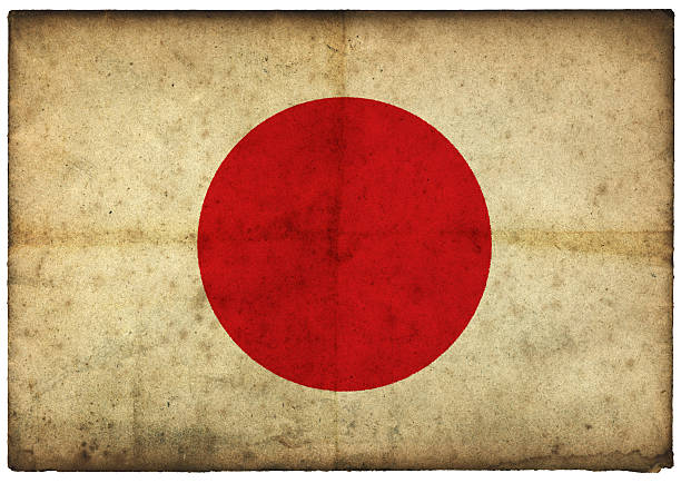 istock Grunge Japan Flag on rough edged old postcard 185060397
