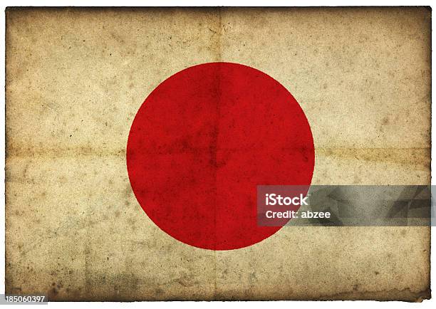 Grunge Bandeira Do Japão Em Jogo Edged Antigo Cartão Postal - Fotografias de stock e mais imagens de Antigo
