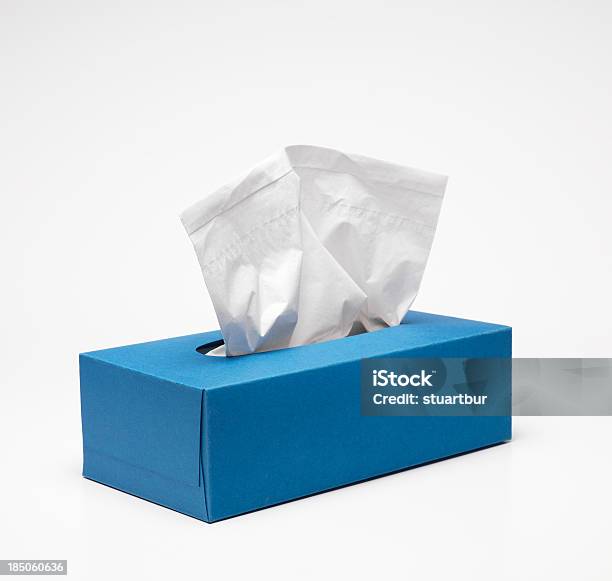 Blue Handkerchief Box Stock Photo - Download Image Now - Facial Tissue, Box - Container, Handkerchief