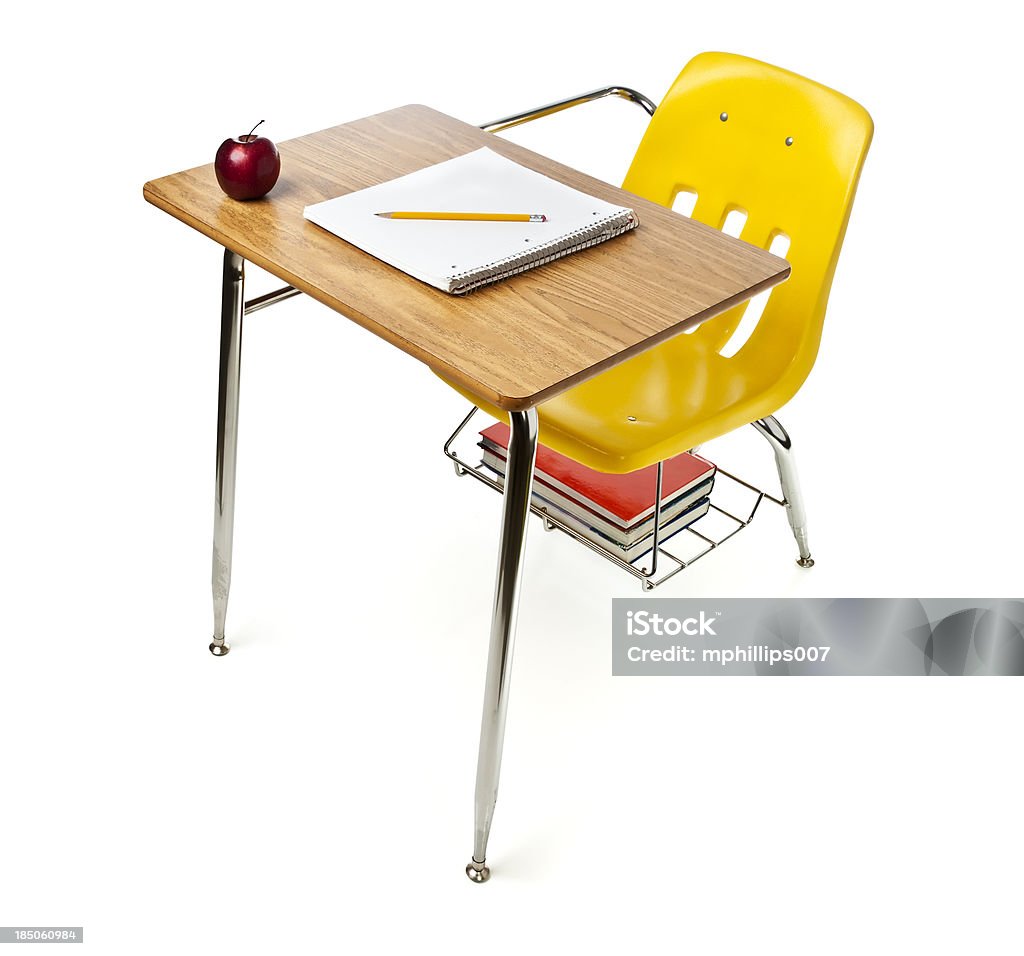 School-Schreibtisch - Lizenzfrei Ansicht aus erhöhter Perspektive Stock-Foto