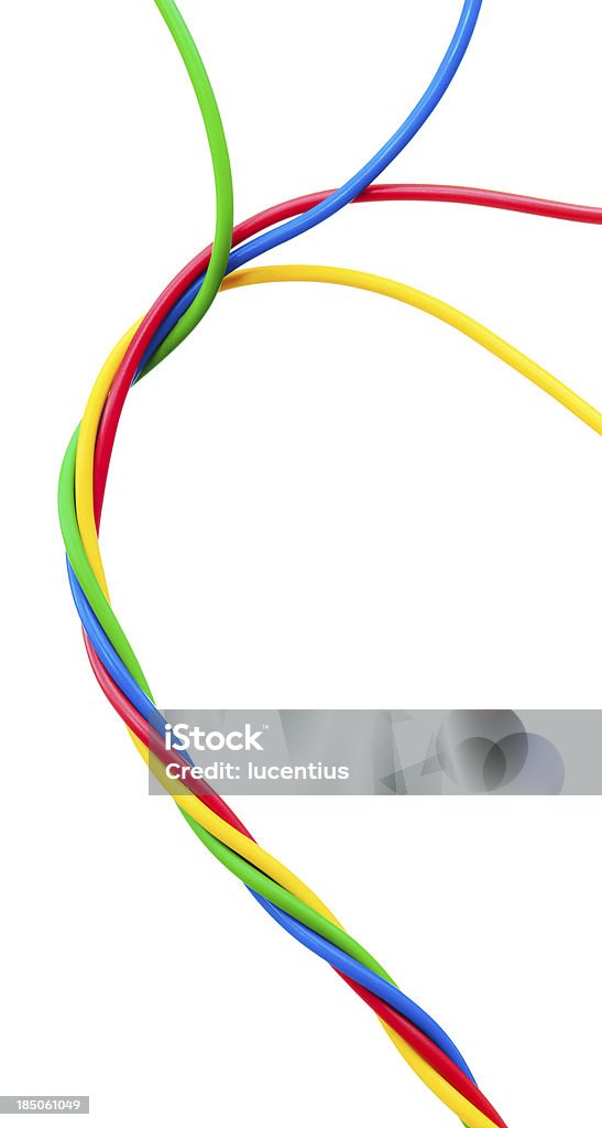 Torcido fios eléctricos isolado a branco - Royalty-free Colorido Foto de stock