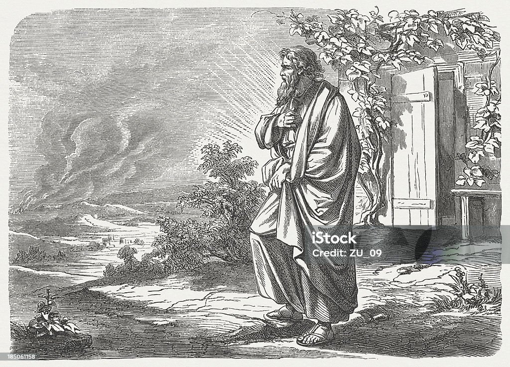 Sodom und Gomorrah (Genesis 19, 27.-28. - Lizenzfrei Abraham - Biblische Figur Stock-Illustration