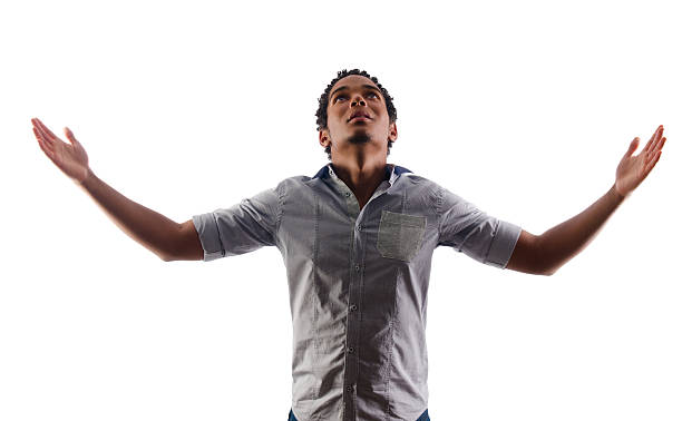 Man with open arms Man with open arms pleading photos stock pictures, royalty-free photos & images