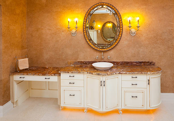 istock Lighted Vanity Cabinet in Luxurious Master Bathroom 185061247