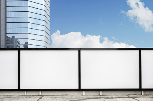Blank billboards on street-Clipping path of billboards included