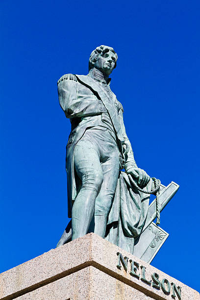 Lord Nelson Statue "The bronze statue of Admiral Lord Nelson was erected on 1813 and placed in the big square opposite the Parliament Buildings, once called Trafalgar Square. In 1999 the square was renamed and dedicated to the national heroes of Barbados, and the statue was moved on the west side of the square, where it still stands." admiral nelson stock pictures, royalty-free photos & images