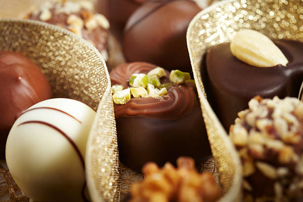istock Pieces of chocolate  with decoration 185062647
