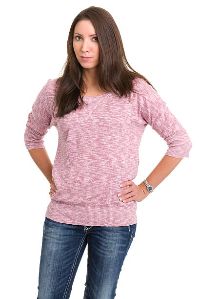 istock Serious Young Woman Standing Portrait 185063518