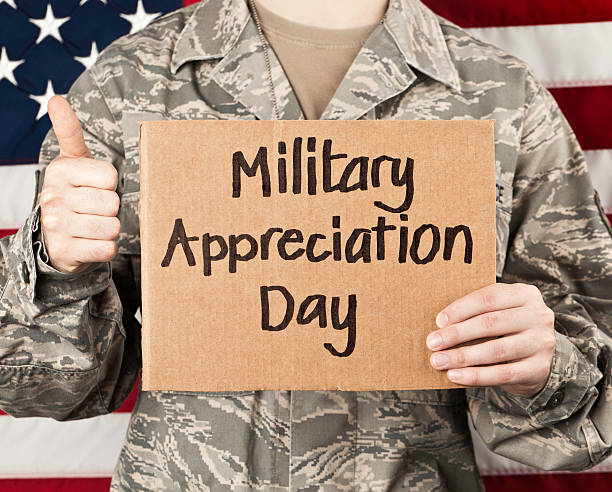 istock Soldier with Appreciation Day Sign 185063539