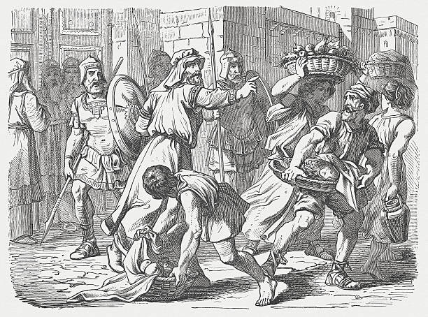 istock Nehemiah defended the Sabbath (Nehemiah 13,19), wood engraving, published 1877 185063760