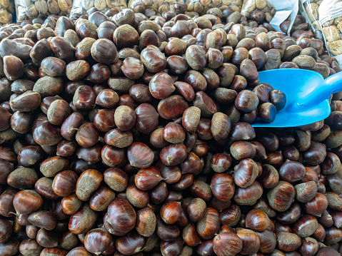 Chestnuts sold in the local market.