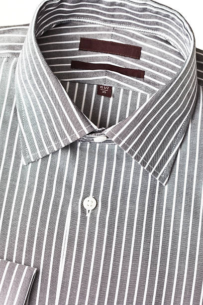 istock Charcoal and White Striped Dress Shirt 185064242