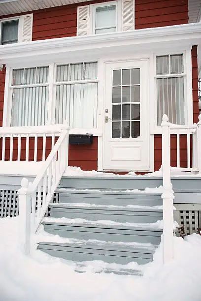 Photo of Snowy steps.