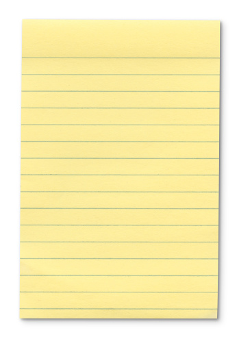 Very hi-resolution scan of a yellow notepad. Paper has a nice texture. Contains outline paths for easy editing.