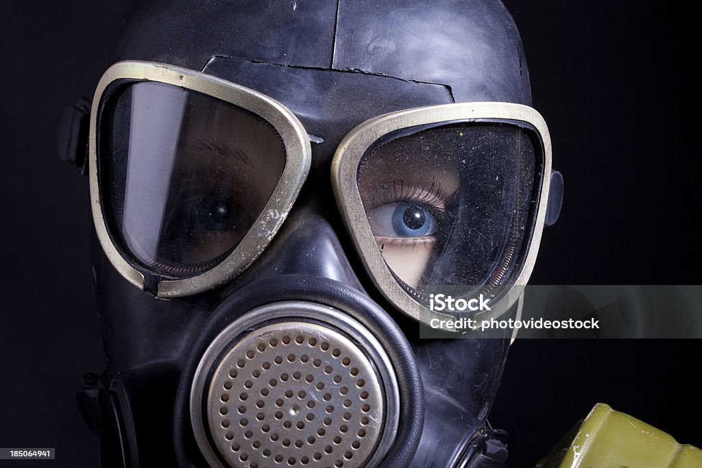 Scary dummy with gas mask Scary dummy with gas mask and almost human eye Gas Mask Stock Photo