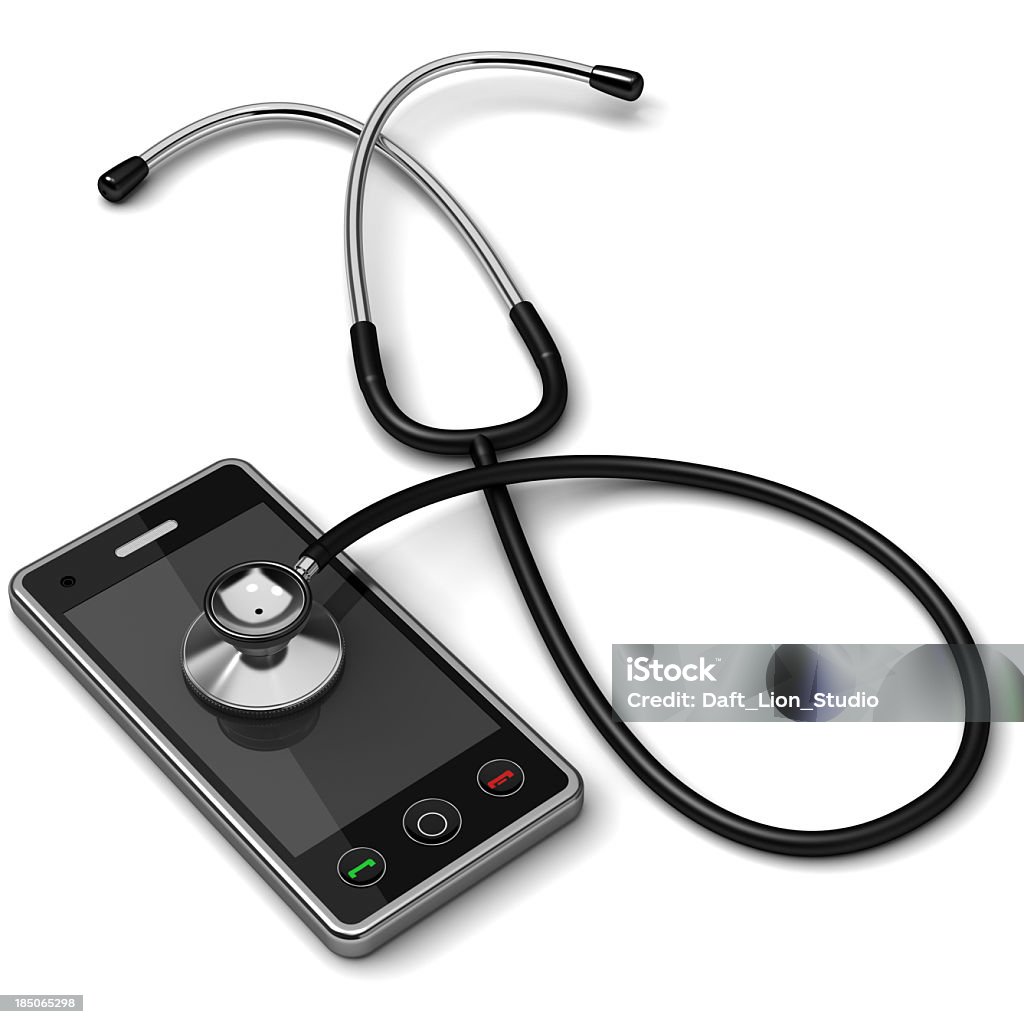 Teléfono móvil y estetoscopio - Foto de stock de Asistencia sanitaria y medicina libre de derechos