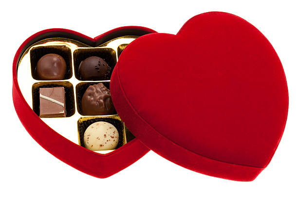 istock Red heart shaped box of chocolates 185065465