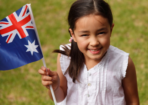 Young girl with Australian flag