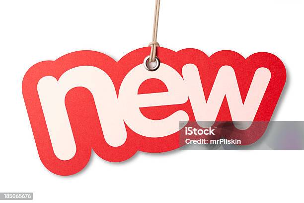 Foto de Nova Marca Em Forma Na Etiqueta De Preço e mais fotos de stock de Novo - Novo, Comércio - Consumismo, Etiqueta - Mensagem