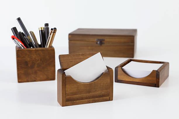 wooden desk organizer set