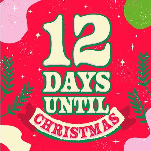 Vector illustration of 12 Days Until Christmas countdown cute background design template