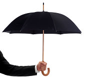 Businessman Holding a Black Umbrella