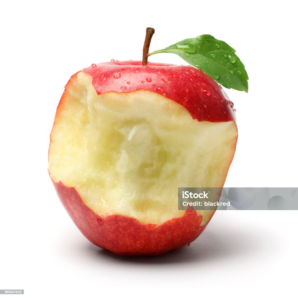 Several Bites on a Red Apple "Red apple eaten with several bites, isolated on white background.Similar images -" Apple - Fruit Stock Photo