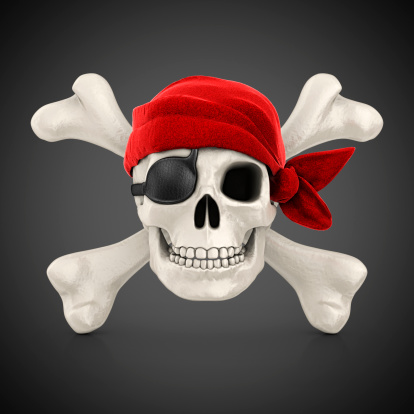 piracy symbol: skull and crossbones.3d render.