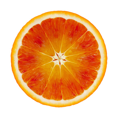 Blood orange circle portion on white background. Clipping path included.Related pictures: