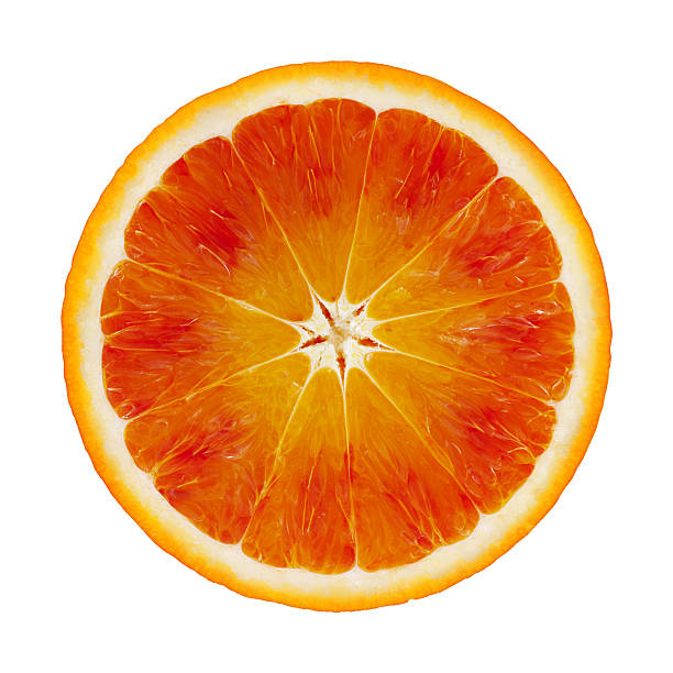 laranja vermelha parte em branco - orange slices imagens e fotografias de stock