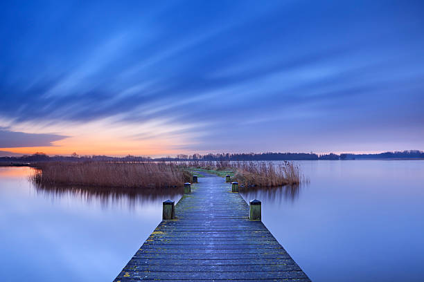 istock Boardwalk on a lake at dawn in The Netherlands 185068231