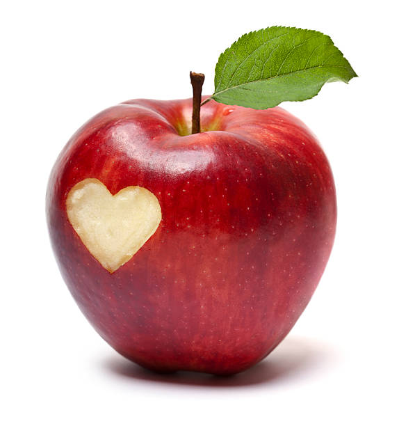 istock Red apple with a heart symbol 185068279