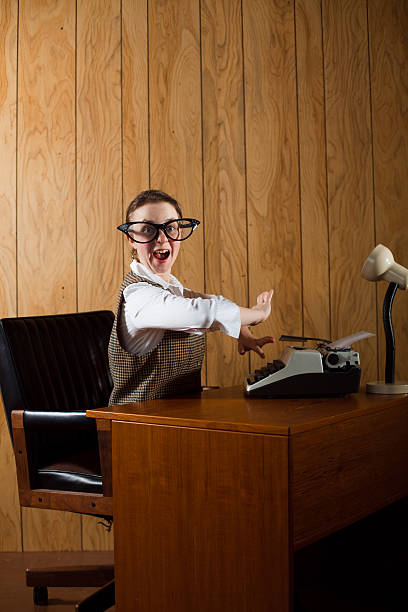 istock Nerdy Big Glasses Retro Secretary 185068460