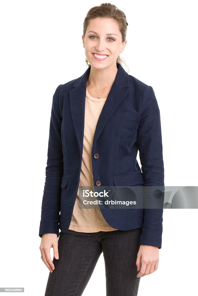 Feliz sorrindo jovem mulher em Blazer - Foto de stock de Blazer royalty-free