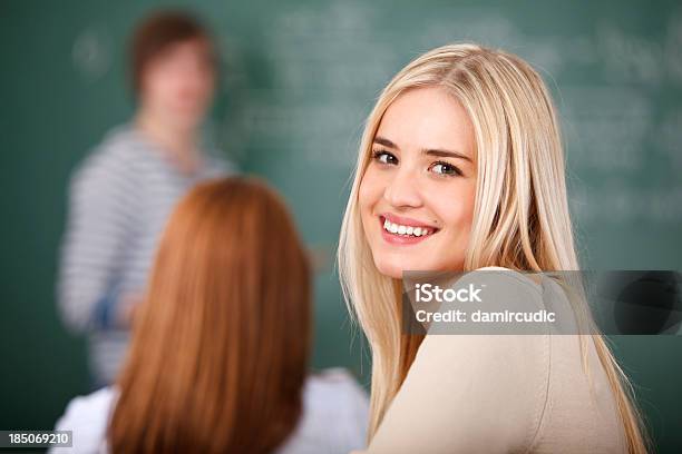 Beautiful Happy Female Student In Classroom Stock Photo - Download Image Now - 20-29 Years, Adolescence, Adult