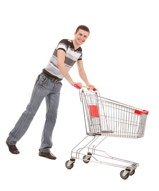 istock Young Man with Empty Shopping Cart. 185069344
