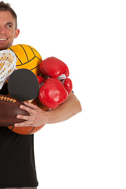 istock Man holding sports equipments 185069357