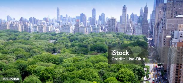 Foto de Horizonte De Nyc Central Park Vista Aérea e mais fotos de stock de New York City - New York City, EUA, Silhueta urbana