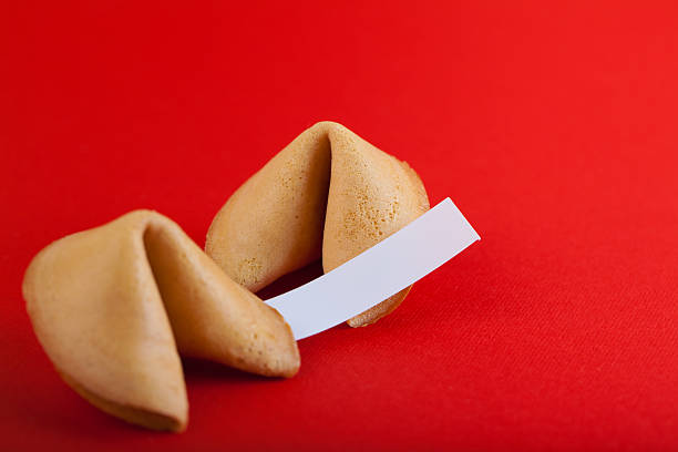 Fortune 쿠키 빨간색 종이 스톡 사진
